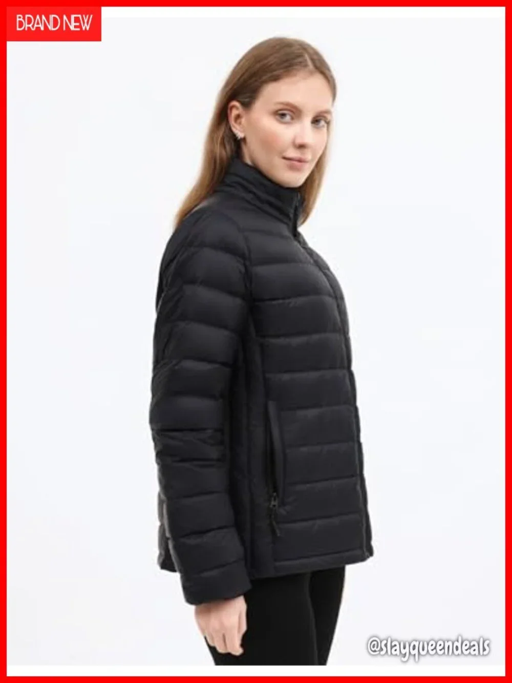 Lightweight Water-Resistant Stand-Collar Full Zip Puffer Coat